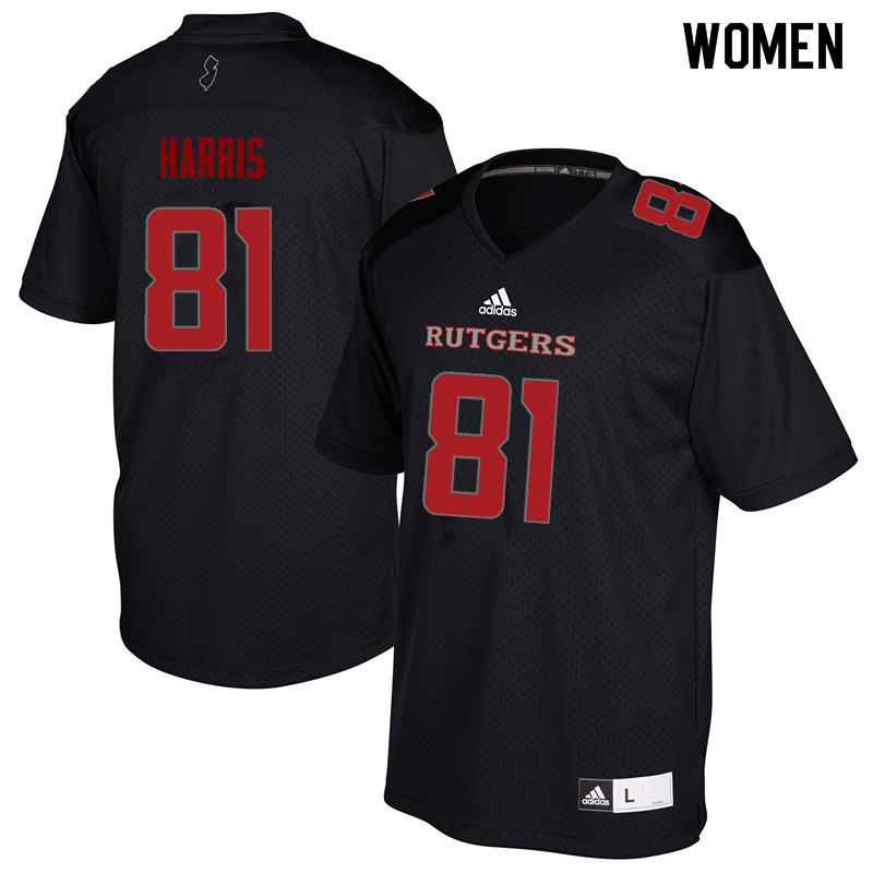 Women #81 Clark Harris Rutgers Scarlet Knights College Football Jerseys Sale-Black - Click Image to Close